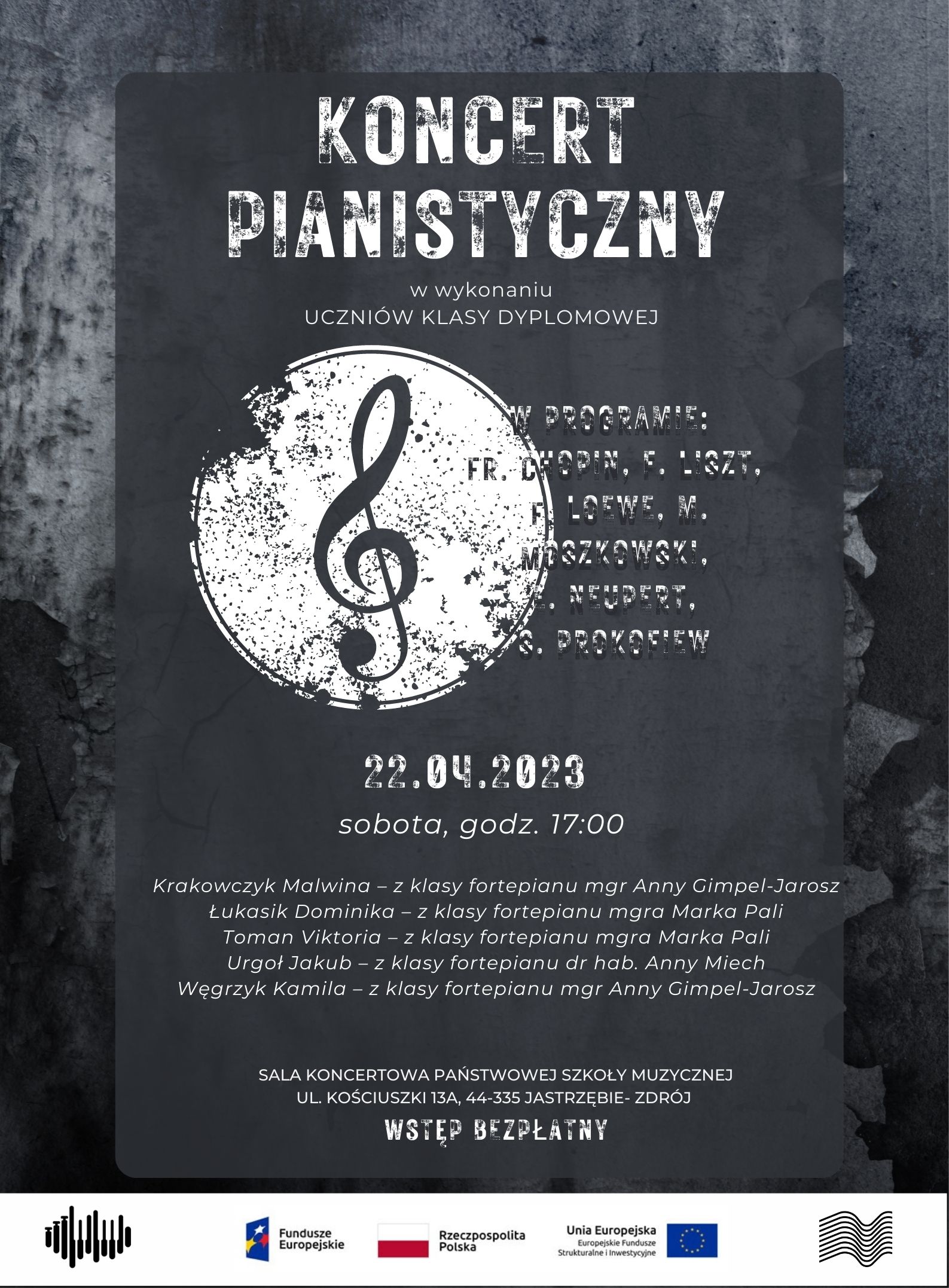 Plakat- Koncert pianistyczny uczniów 