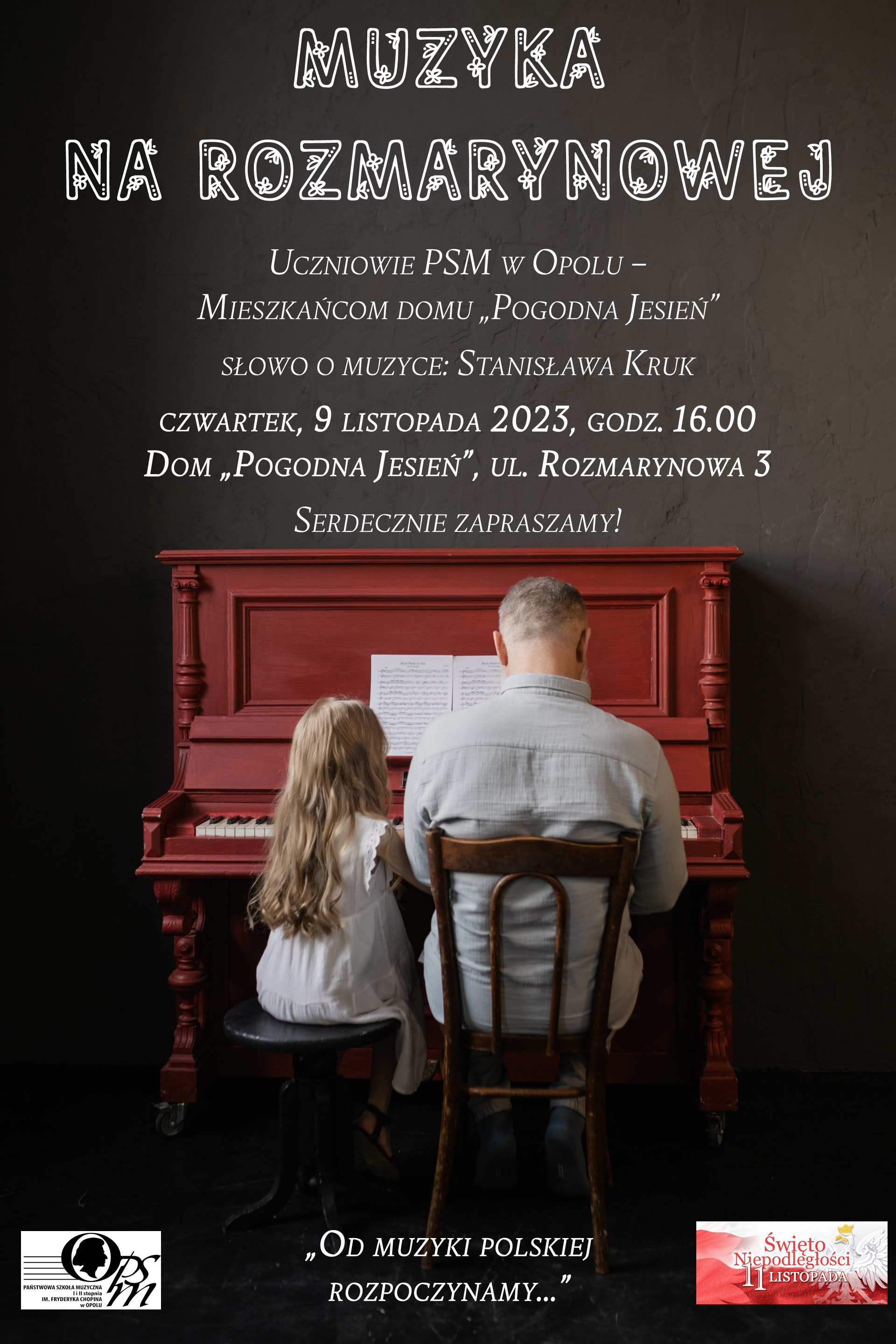 Plakat koncertu Muzyka na Rozmarynowej