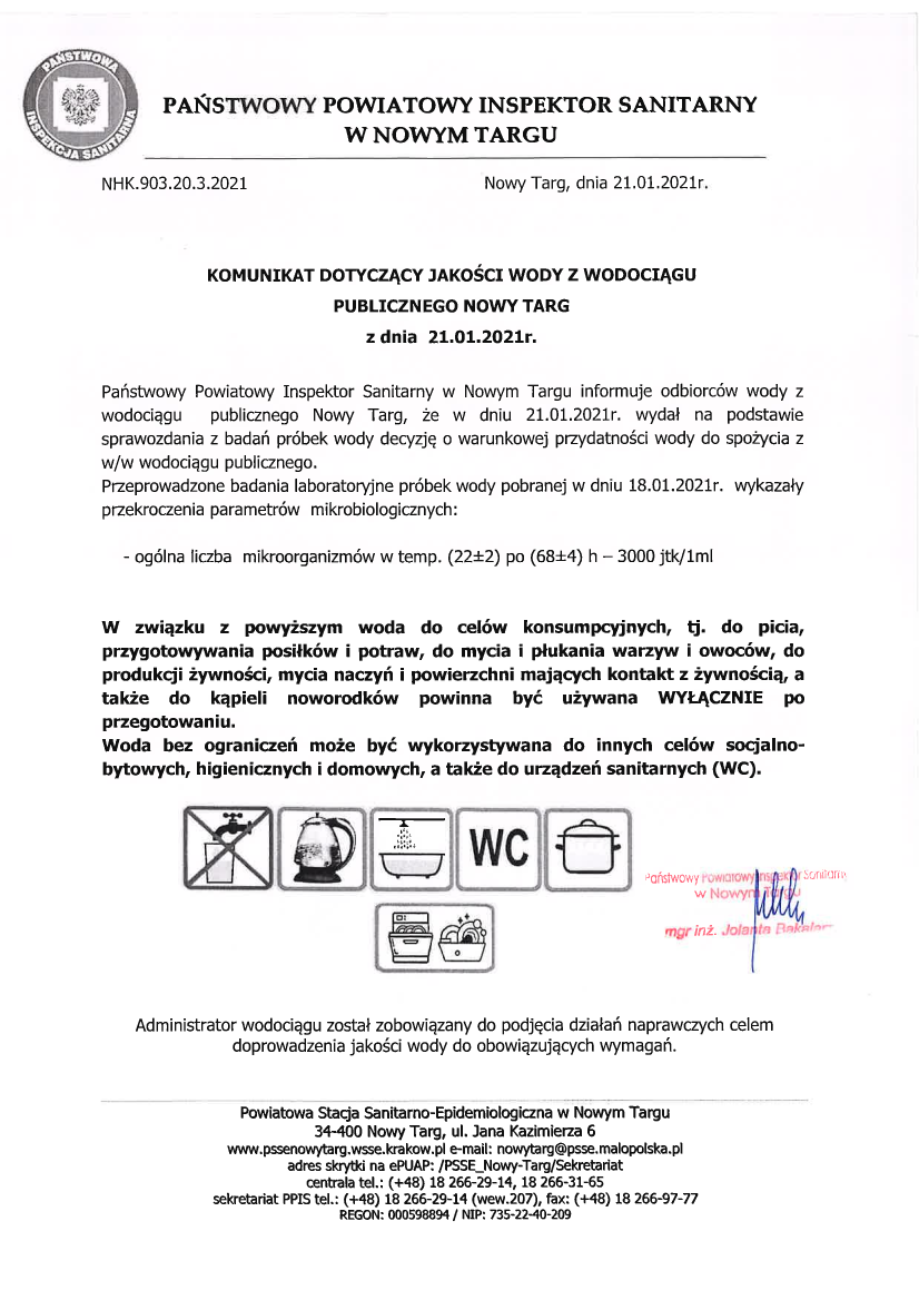 Komunikat woda 21.01.2021 r.