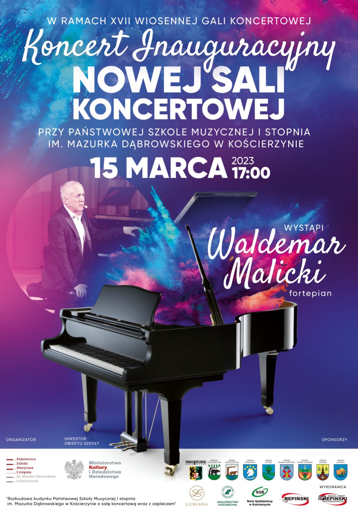 Plakat koncertu inauguracyjnego nowej sali koncertowej