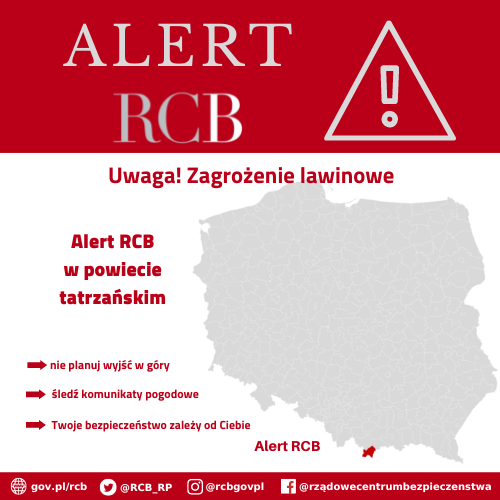Alert RCB – zagrożenie lawinowe 3 lutego
