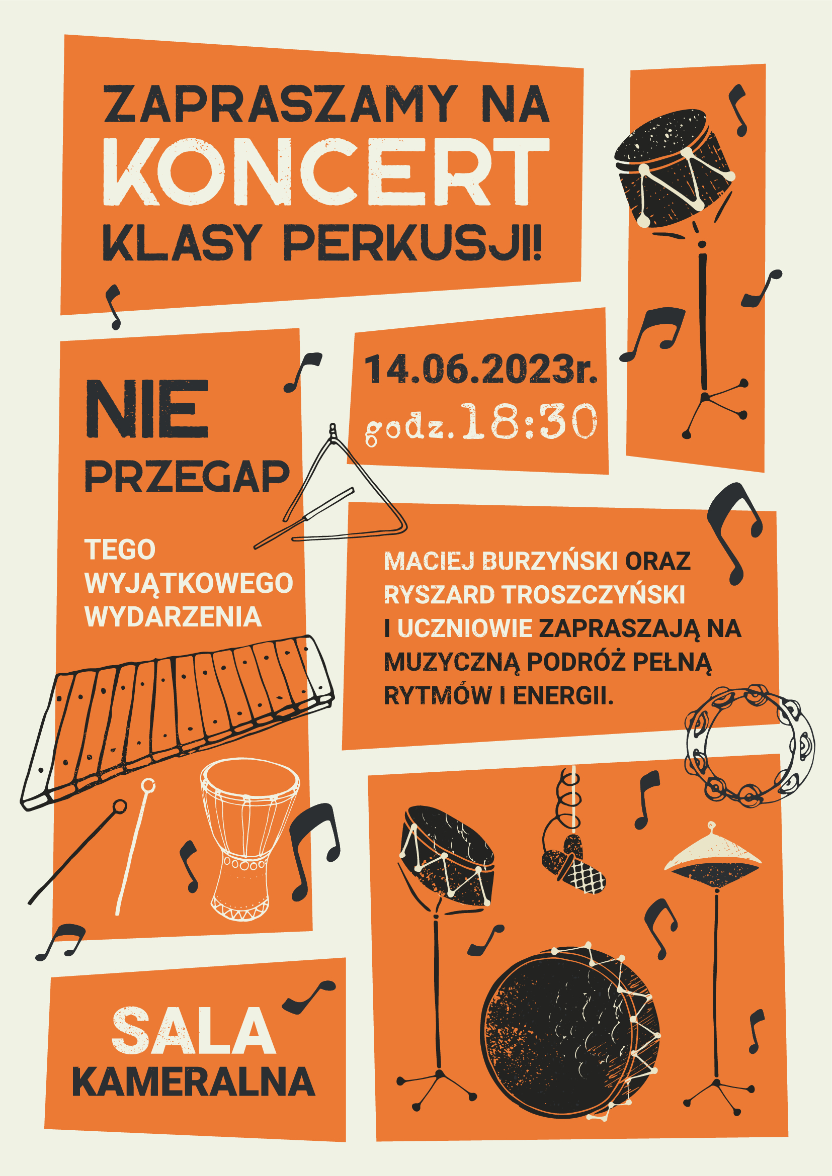 Plakat - koncert klasy perkusji