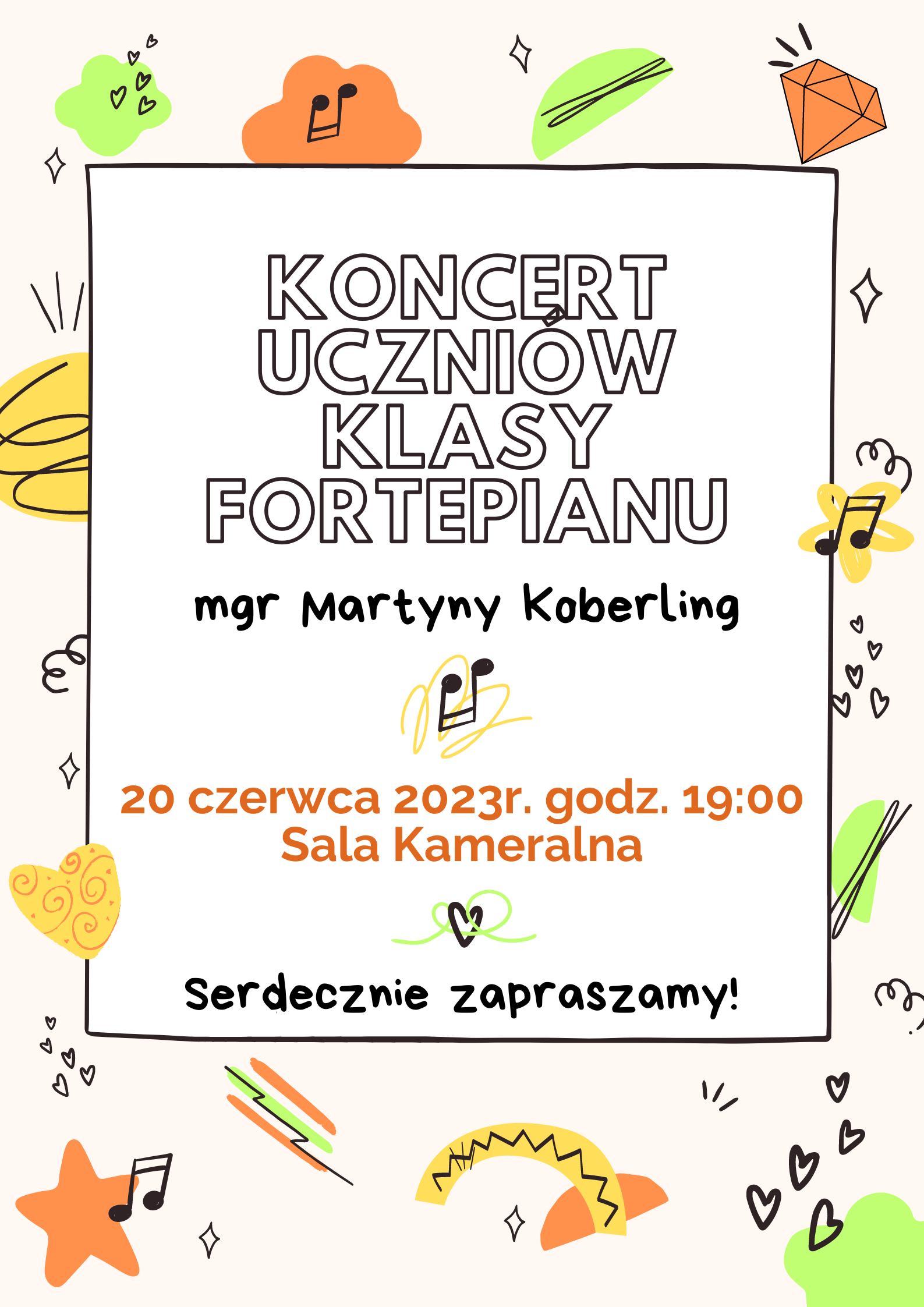 Plakat - koncert uczniów klasy fortepianu