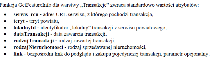 Zakres informacji atrybutowych udostępnianych za pomocą usług WMS i WFS
