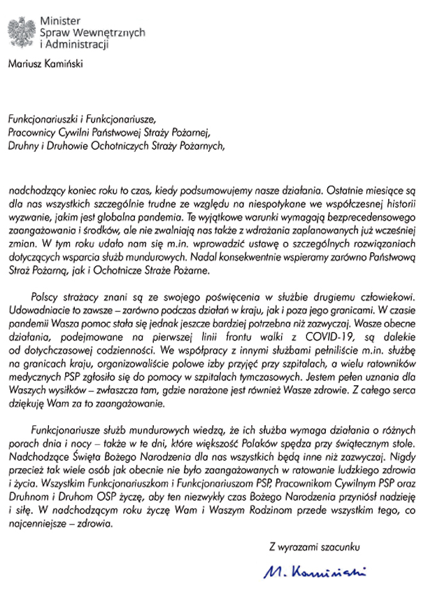 Życzenia Bożonarodzeniowe mionistra Kamińskiego