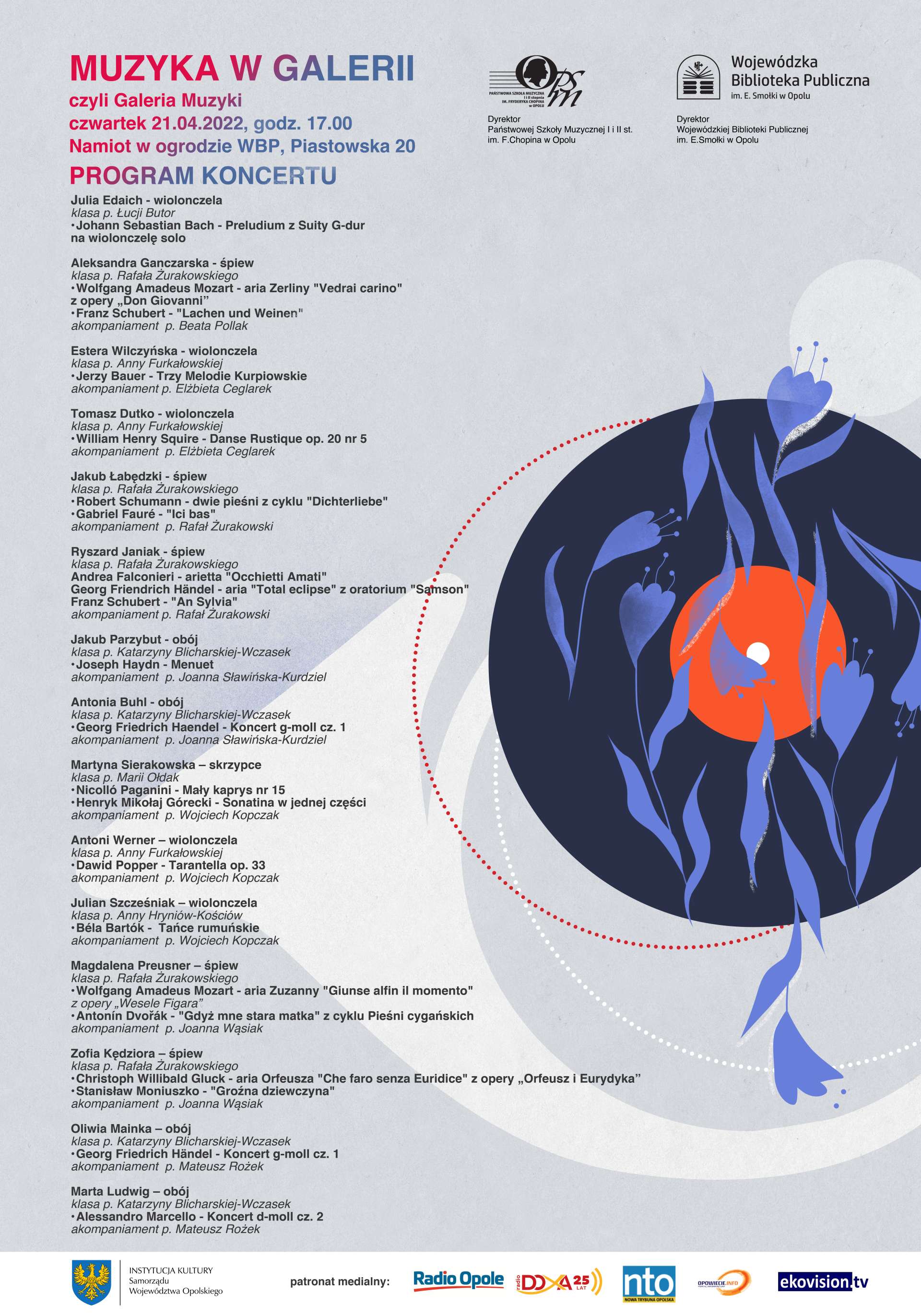 Plakat koncertu Muzyka w Galerii czyli Galeria Muzyki