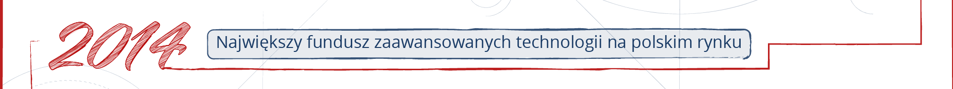 Fragment osi czasu. Ozdobny napis 2014, obok ramka z napisem „Największy fundusz zaawansowanych technologii na polskim rynku”.
