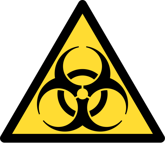 Wzór znaku ostrzegającego przed zagrożeniem biologicznym