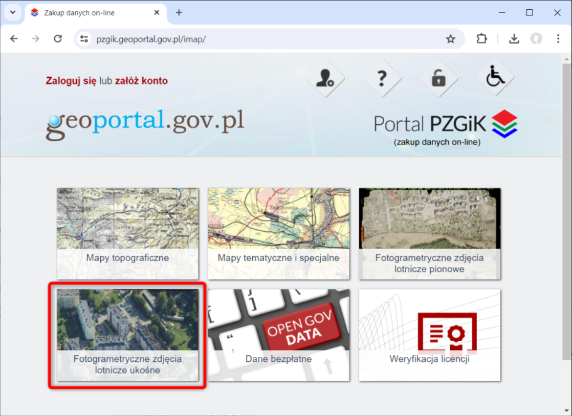 zrzut z portalu PZGiK prezentujący nowy moduł