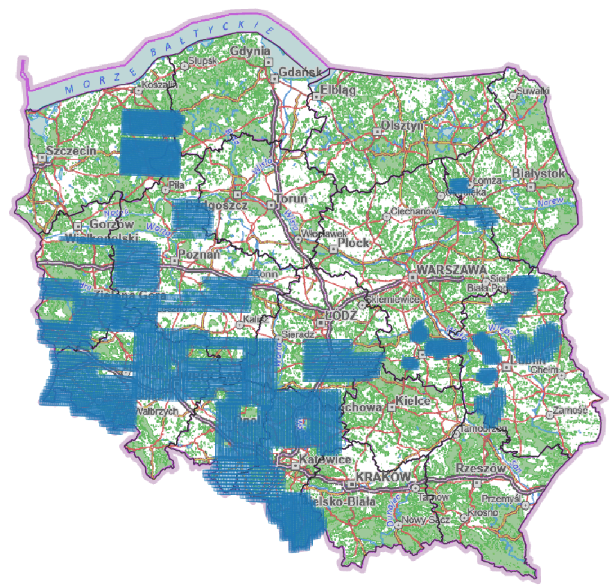 Ilustracja przedstawia zrzut ekranu z zasięgiem nowo przyjętych danych
