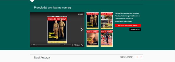 Fragment nowej strony „Przeglądu Pożarniczego” – zrzut ekranu