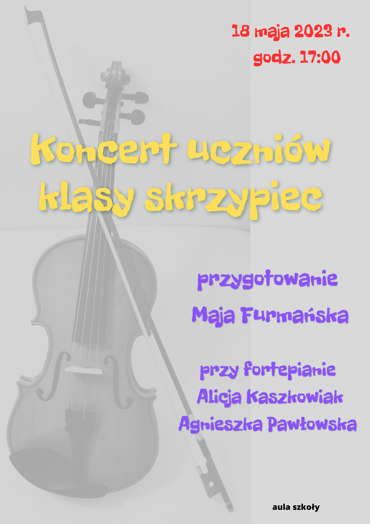 koncert uczniów klasy skrzypiec