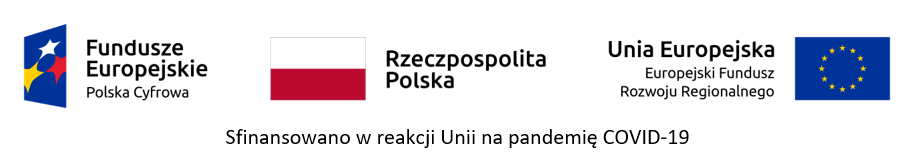 Logotypy: Funfusze Europejskie - Polska Cyfrowa, rzeczpospolita Polska, UE - Europejski Fundusz Rozwoju Regionalnego