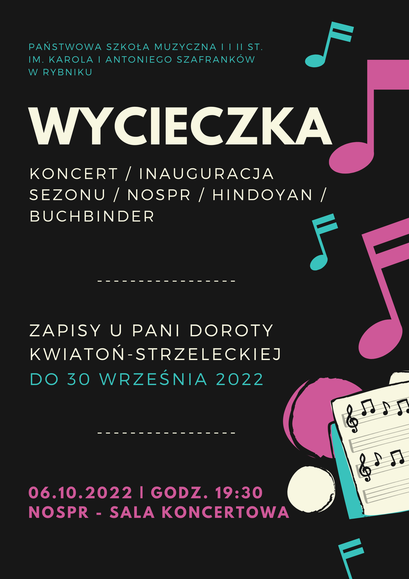 Plakat na wycieczkę do NOSPR
