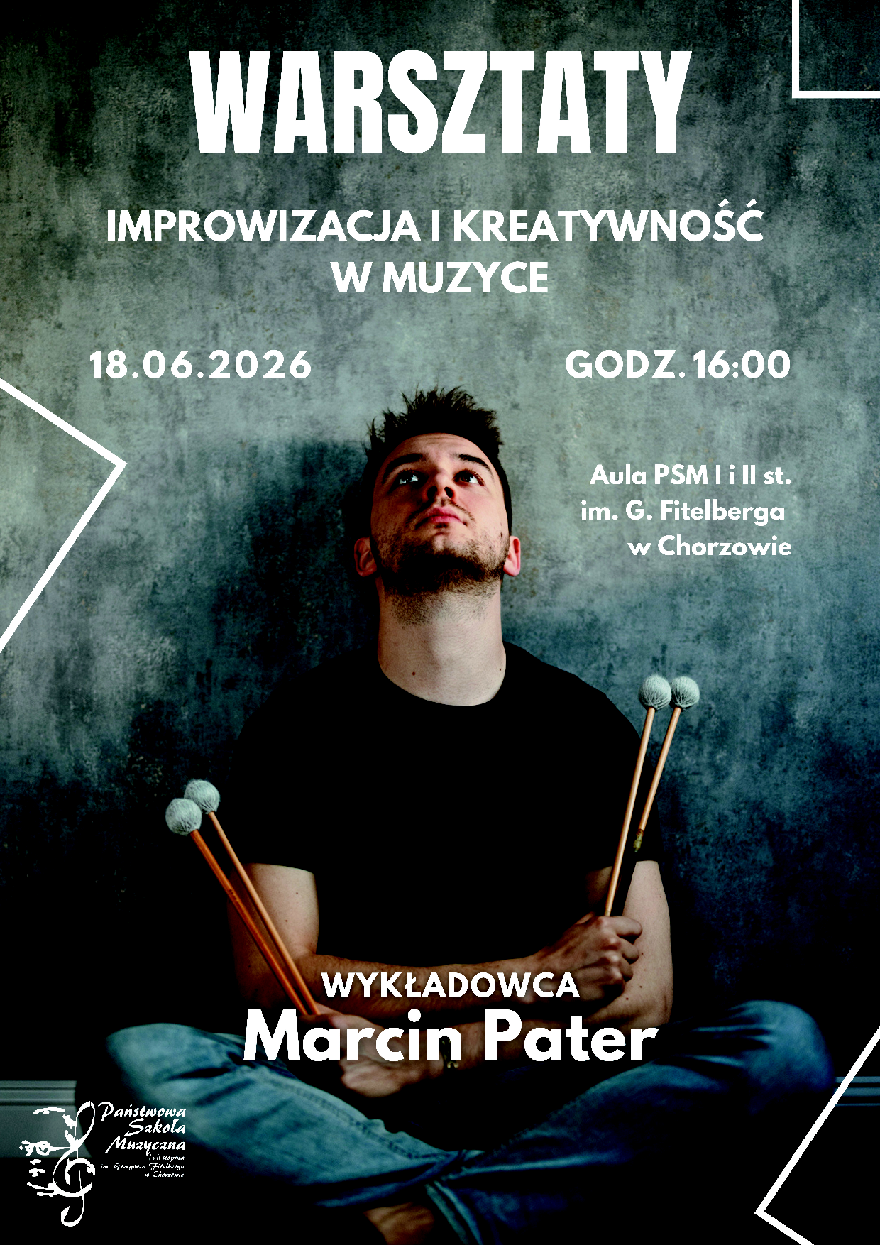  Już 18 czerwca 2026 r. w naszej szkole odbędą się wyjątkowe warsztaty pt. „Improwizacja i kreatywność w muzyce”. Spotkanie poprowadzi dla nas Marcin Pater – ceniony wibrafonista jazzowy, kompozytor oraz jeden z najbardziej wyrazistych artystów młodego pokolenia polskiego jazzu. Warsztaty będą doskonałą okazją dla uczniów i pedagogów, aby przyjrzeć się procesowi tworzenia muzyki z zupełnie nowej perspektywy. Zapraszamy wszystkich, którzy chcą otworzyć się na świat swobodnej ekspresji i improwizacji. Marcin Pater - absolwent Akademii Muzycznej im. Karola Szymanowskiego w Katowicach na kierunku „instrumentalistyka jazzowa” w klasie wibrafonu i marimby, a także absolwent szkoły doktorskiej Akademia Muzyczna im. Krzysztofa Pendereckiego w Krakowie. Swoje muzyczne doświadczenie rozwijał również podczas studiów w Royal Conservatory, w Hadze. Wibrafonista, kompozytor i lider zespołu Marcin Pater Trio, należy do grona najbardziej wyrazistych przedstawicieli młodego pokolenia polskiego jazzu. W swojej twórczości konsekwentnie poszukuje nowych środków wyrazu, łącząc estetykę współczesnego jazzu z inspiracjami muzyką rockową, fusion oraz europejską sceną improwizowaną. Charakterystycznym elementem jego działalności artystycznej jest także rozwijanie autorskiego brzmienia wibrafonu poprzez wykorzystanie systemów przetwarzania dźwięku i rozwiązań elektronicznych, w tym współpracy akustycznego instrumentu z systemem K&K Sound, co otwiera nowe możliwości kreowania barwy i przestrzeni dźwiękowej. Wraz z Marcin Pater Trio koncertował w Polsce i za granicą, zdobywając uznanie zarówno publiczności, jak i środowiska muzycznego. Zespół jest laureatem najważniejszych konkursów jazzowych, m.in. Grand Prix festiwali Jazz nad Odrą, Jazz Juniors, RCK Pro Jazz Festival oraz Sibiu Jazz Contest. Artysta wraz z trio wydał albumy Nothing But Trouble (2019) oraz Between (2022), nagrany z udziałem Leszka Możdżera i Jakuba Mizerackiego. Obecnie zespół przygotowuje premierę trzeciego albumu zatytułowanego Dżezgot, której wydanie planowane jest na październik 2026 roku. Marcin Pater współpracował z wieloma wybitnymi artystami polskiej i międzynarodowej sceny muzycznej, m.in. z Leszek Możdżer, Piotr Schmidt, Arek Skolik, Wojciech Myrczek, Jorgos Skolias, Grażyna Auguścik, Paulina Przybysz, Marika, Paweł Kaczmarczyk, Carlo Morena, Victor Shestak, Natalya Svorstova czy Bence Vas. Jego działalność artystyczna koncentruje się na tworzeniu muzyki autorskiej, w której improwizacja spotyka się z nowoczesnym myśleniem o brzmieniu, a akustyczny wibrafon staje się instrumentem o niemal nieograniczonych możliwościach sonorystycznych.