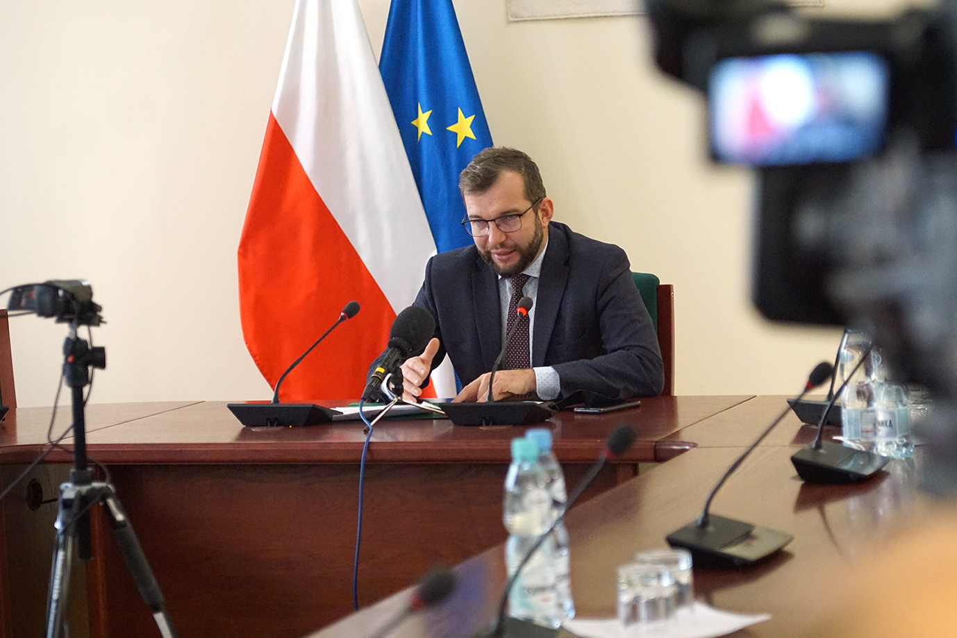 Minister Grzegorz Puda podczas wypowiedzi
