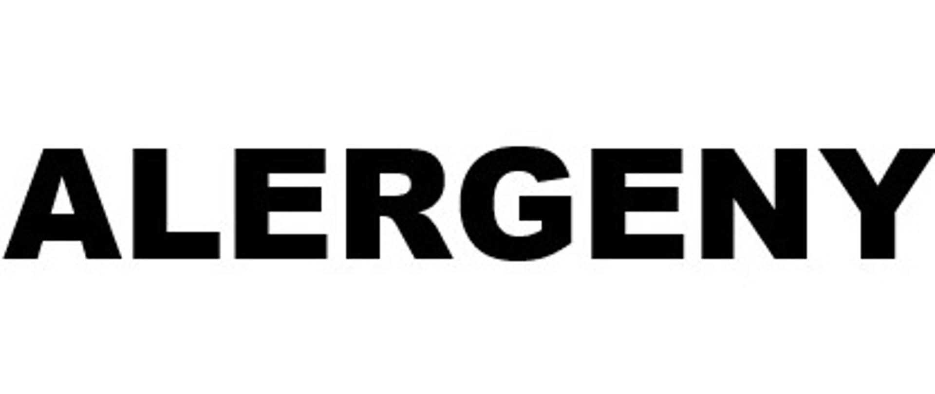 Czarny napis "Alergeny" na białym tle.