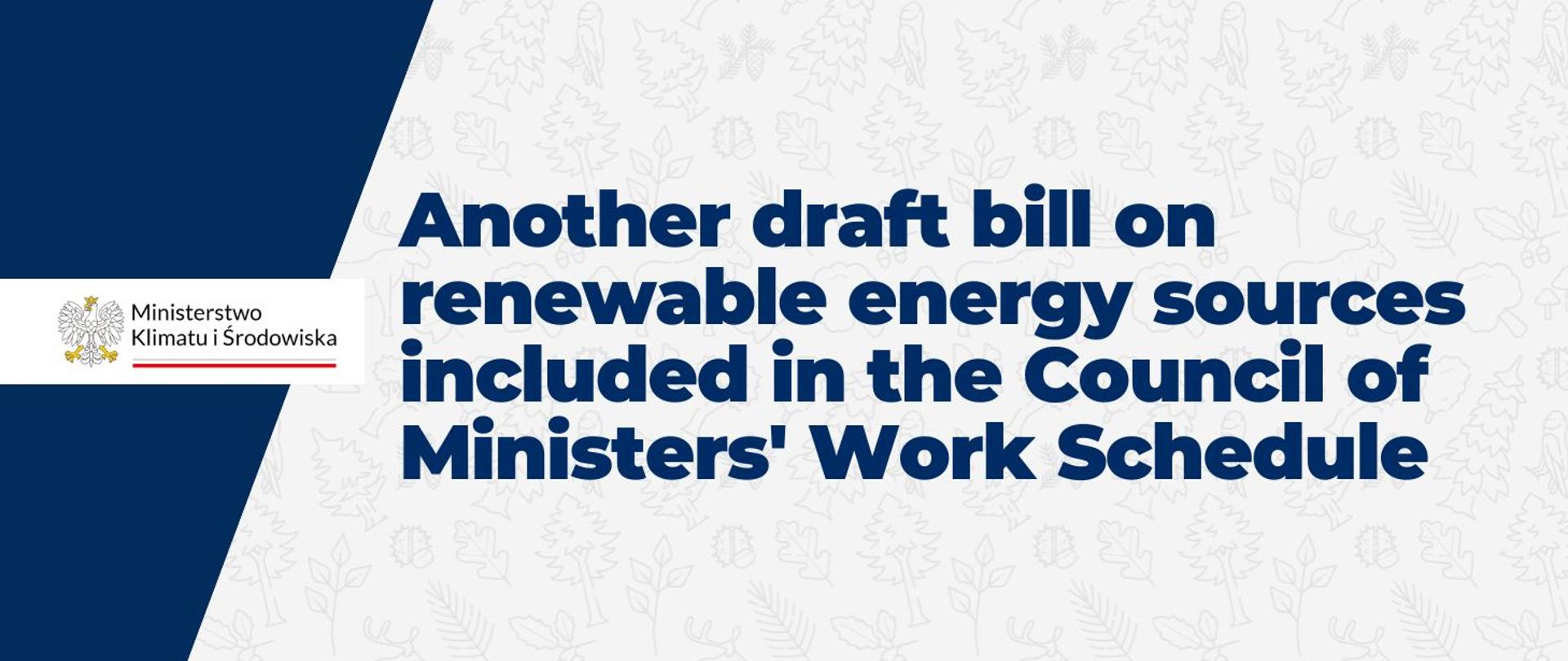 Another draft bill on renewable energy sources included in the Council of Ministers' Work Schedule