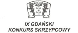 Na białym tle widnieje herb Gdańska, pod którym znajduje się napis IX Gdański Konkurs Skrzypcowy