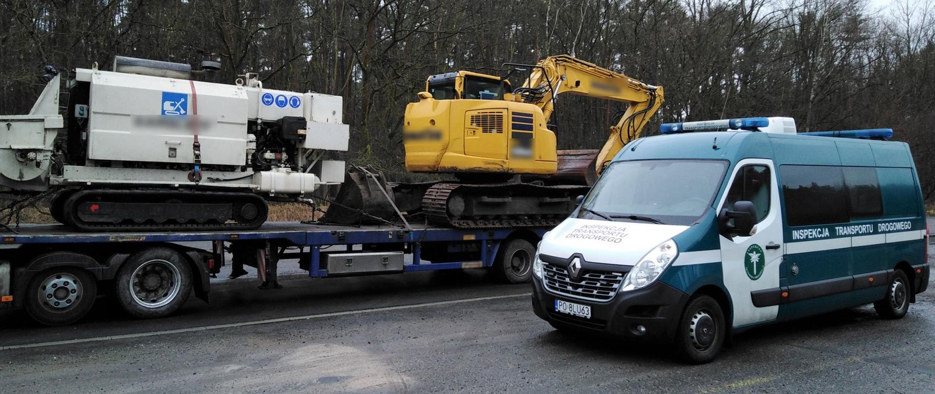 O ponad 2 t przekroczona została dopuszczalna masa całkowita zespołu pojazdów, którym przewożona była koparka i pompa
