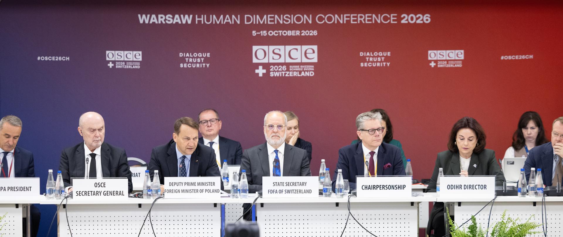 Wystąpienie wicepremiera Radosława Sikorskiego podczas sesji inauguracyjnej Warszawskiej Konferencji Wymiaru Ludzkiego OBWE