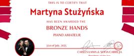 Dyplom Carles & Sofia International Piano Competition dla Martyny Stużyńskiej