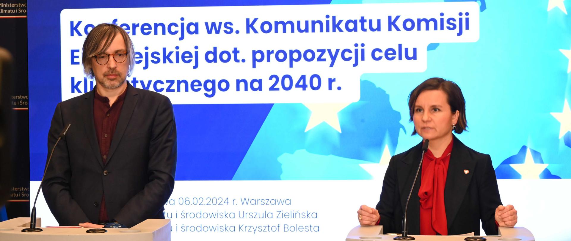 konferencja prasowa z udziałem wiceministry klimatu i środowiska Urszuli Zielińskiej oraz wiceministra klimatu i środowiska Krzysztofa Bolesty 