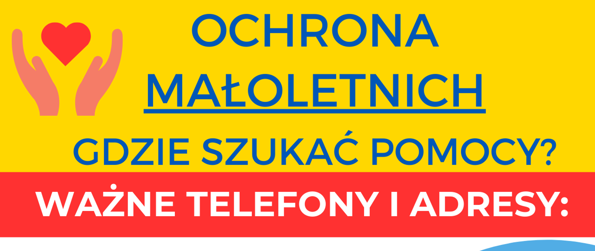 Plakat zawierający ważne numery i adresy 