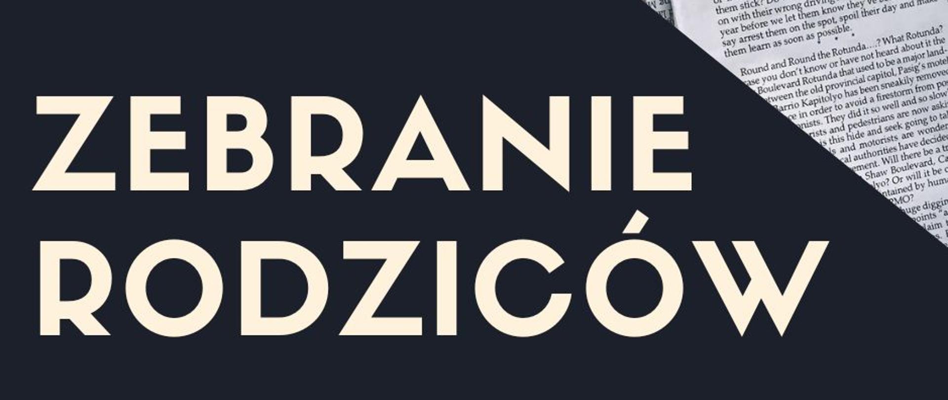 Plakat z napisem "zebranie rodziców"