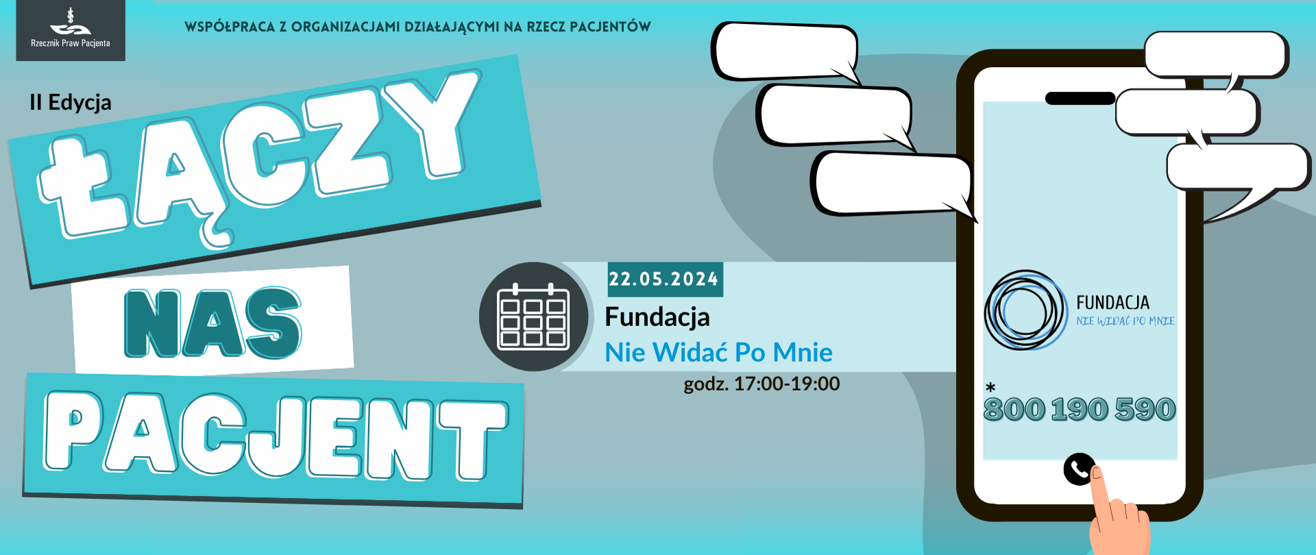 Baner łączy nas pacjent. Fundacja nie widać po mnie 22 maja godz. 17:00-19:00