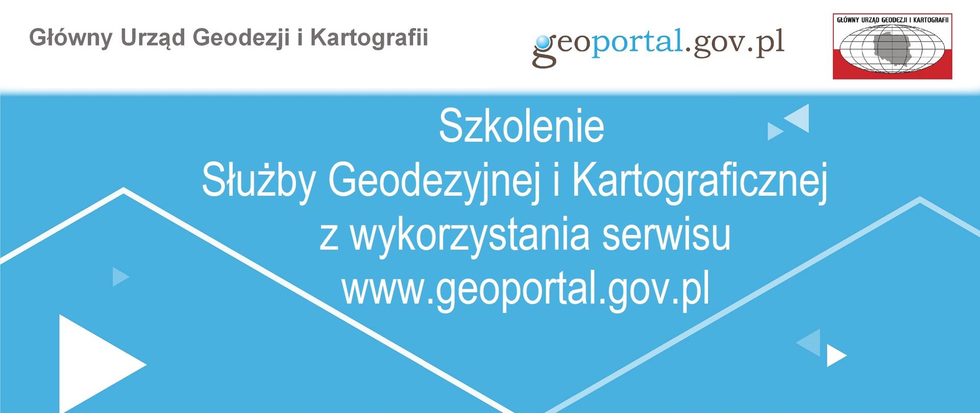 Ilustracja przedstawia baner graficzny z napisem „Szkolenie Służby Geodezyjnej i Kartograficznej z wykorzystania serwisu www.geoportal.gov.pl”, które odbędzie się 28 kwietnia 2022 r.