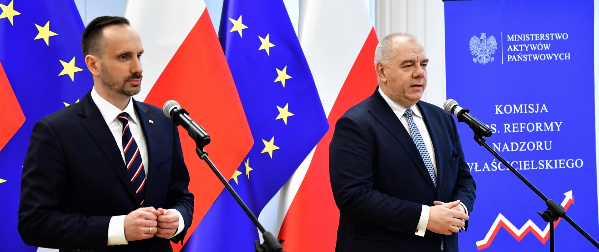 Konferencja prasowa wicepremiera J. Sasina i wiceministra J. Kowalskiego