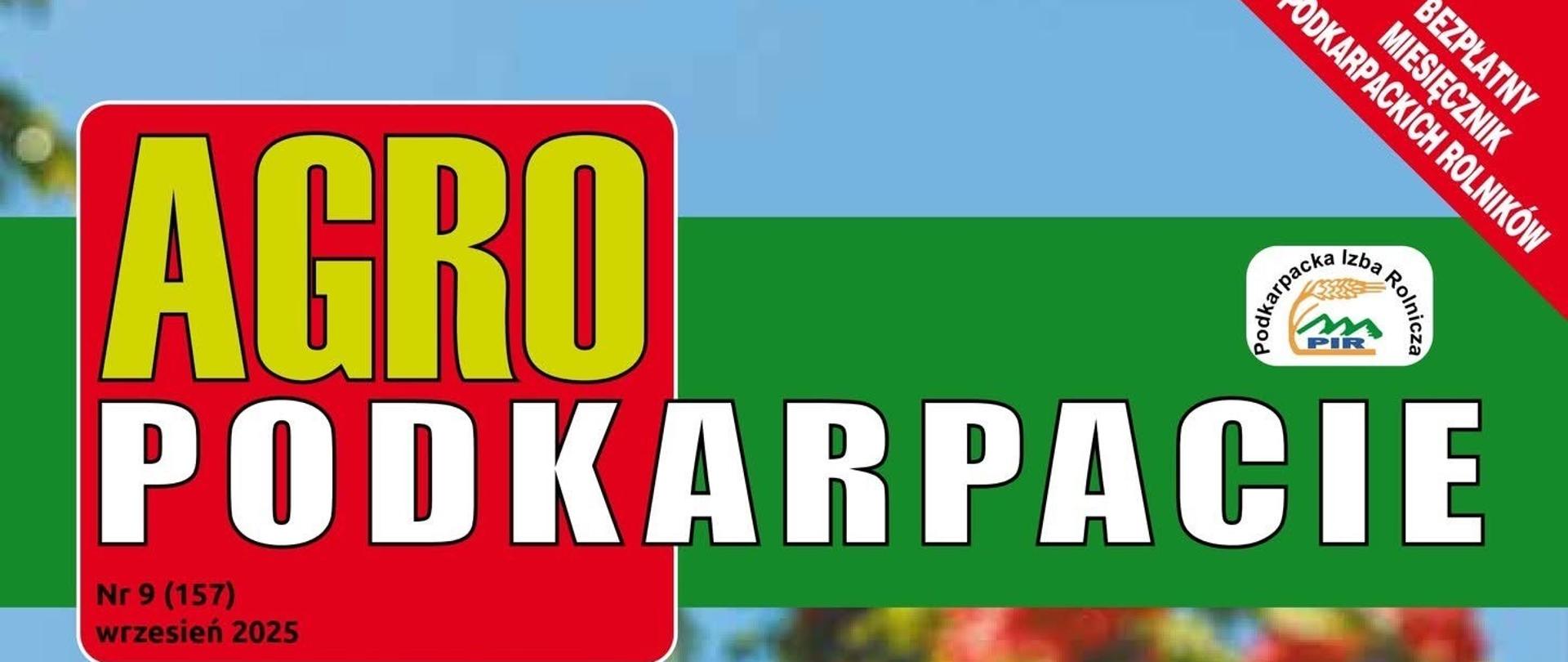 Gałązka jarzębiny z bliska. Na górze logo czasopisma na czerwono zielonym tle. 