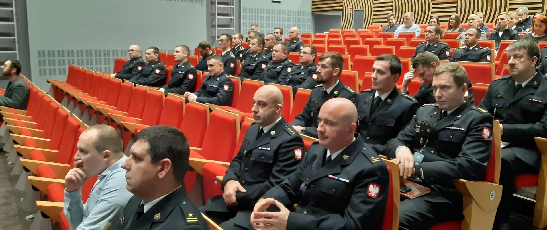 Widok osób zgromadzonych na auli w trakcie narady