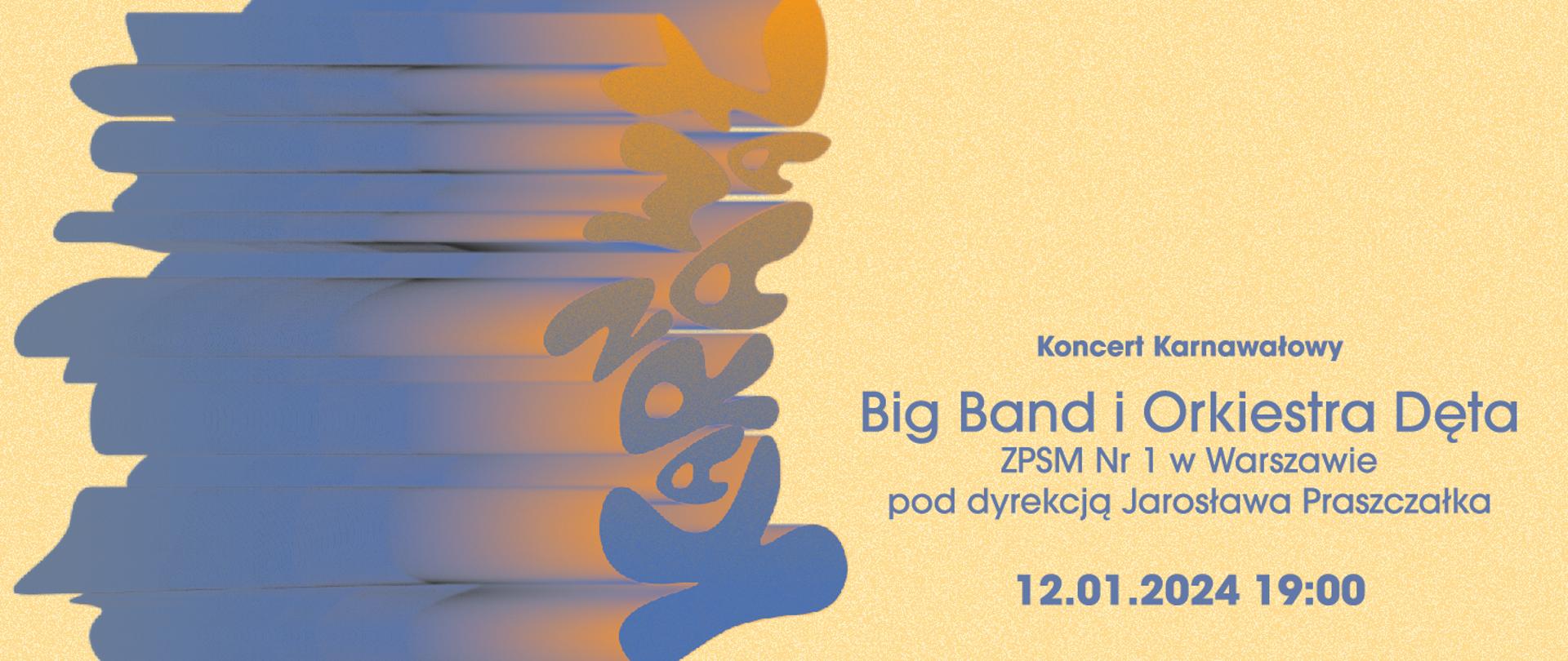 Beżowe tło, napis graficzny gradient niebieski-pomarańczowy