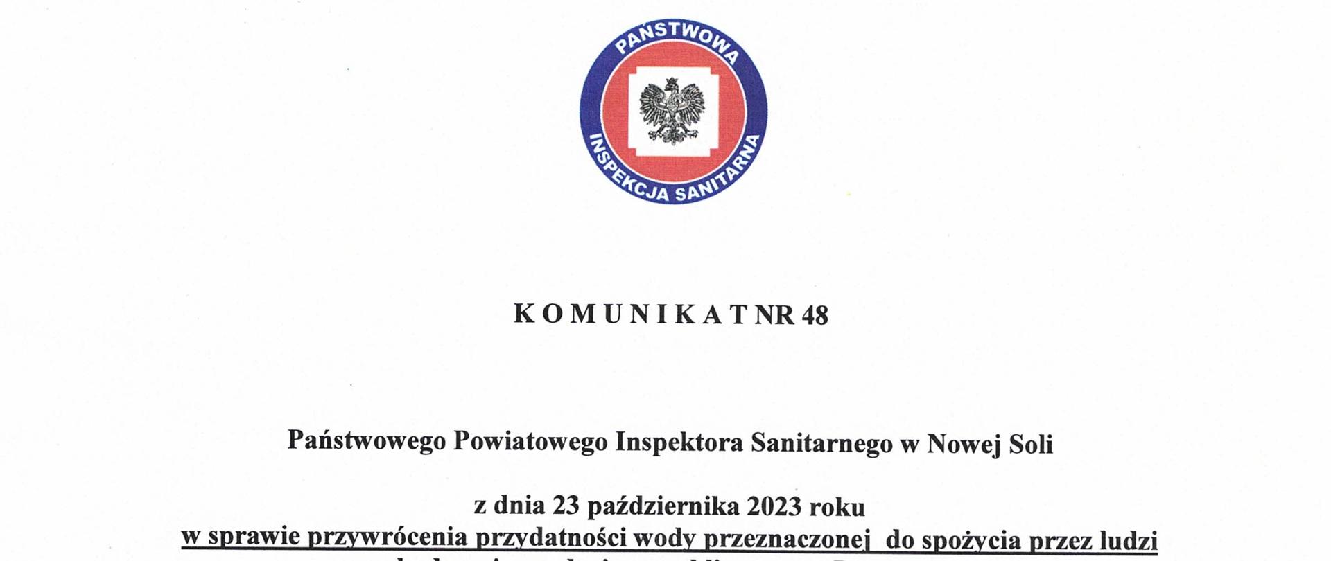 Komunikat nr 48 przydatność Przyborów