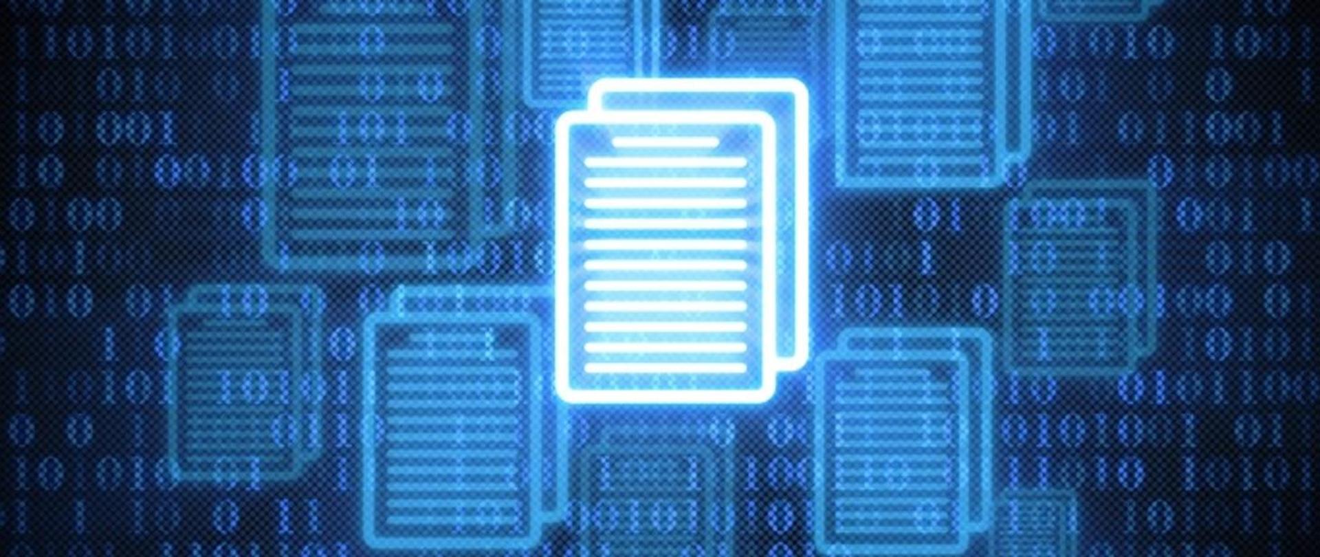 
Pliki na tle cyfrowym. Obrazki na czarnym tel. Natomiast pliki utrzymane są w kolorystyce białej i niebieskiej. 