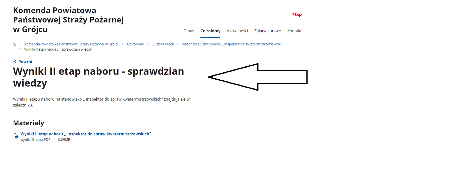 Wyniki II etap naboru - sprawdzian wiedzy