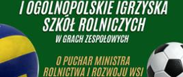 I Ogólnopolskie Igrzyska Szkół Rolniczych w Grach Zespołowych o Puchar Ministra Rolnictwa i Rozwoju Wsi!
