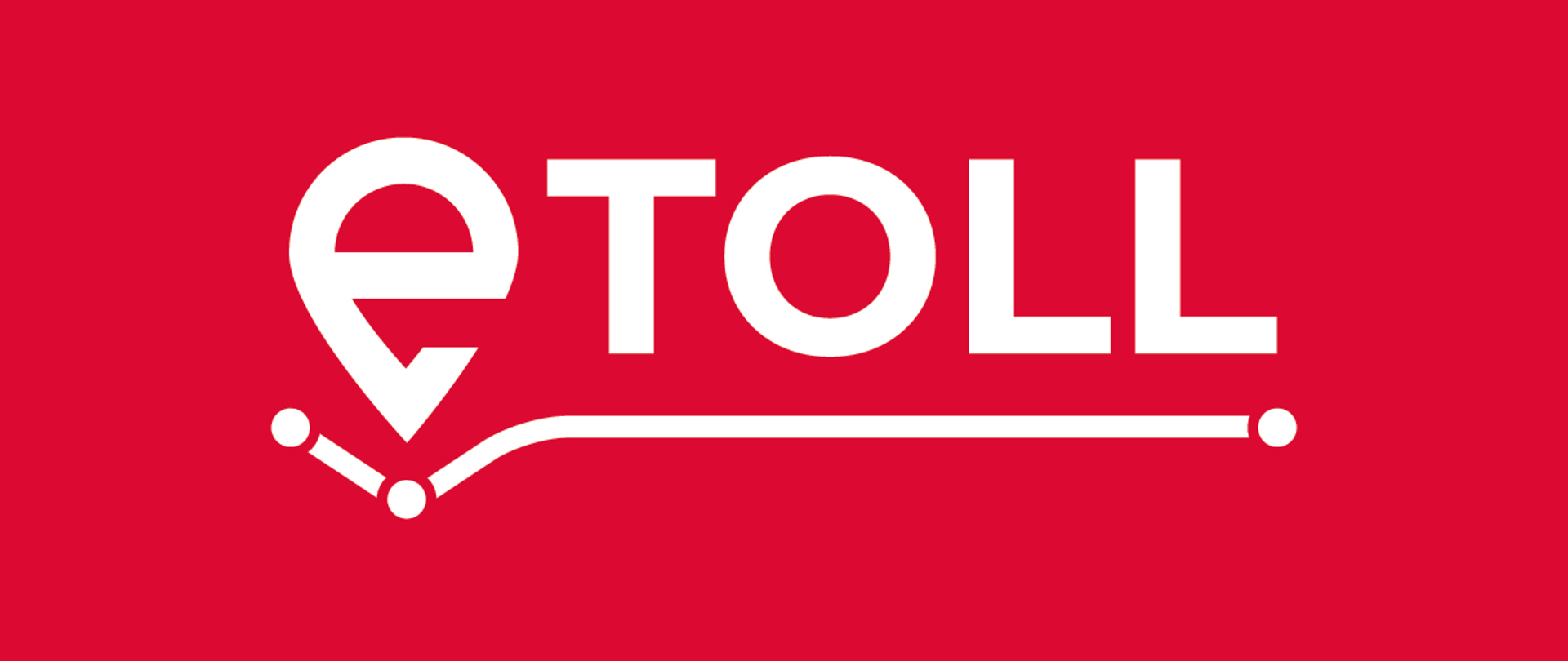 Biały napis e-TOLL na czerwonym tle.