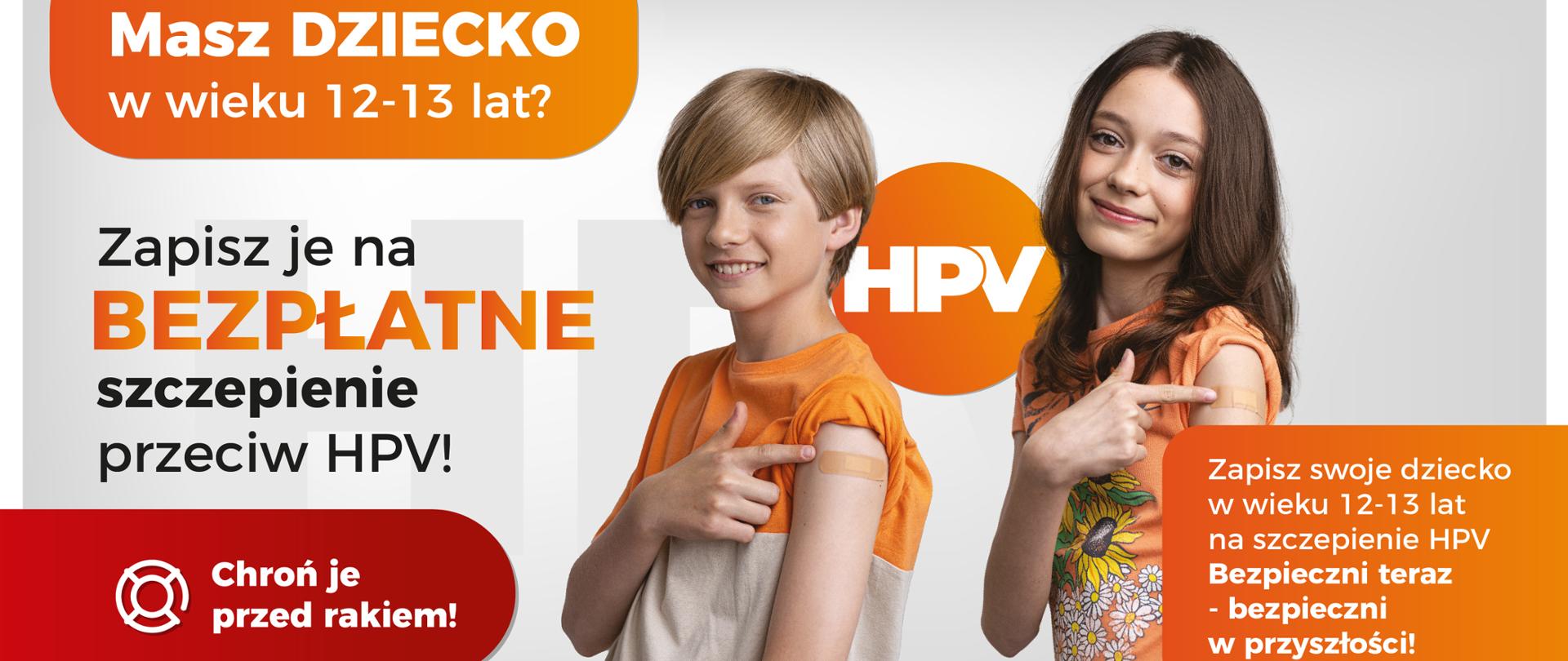 Baner promujący bezpłatne szczepienia przeciw HPV