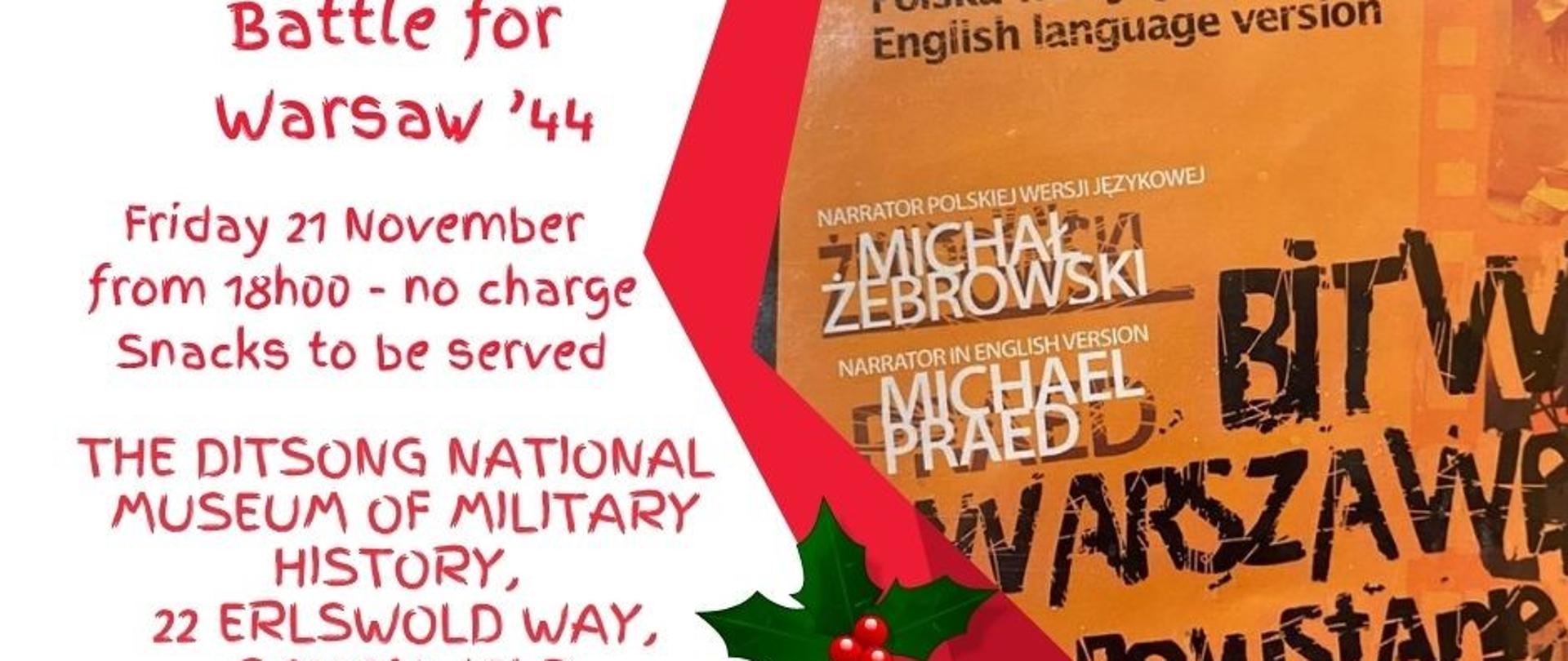 Pokaz filmu „Bitwa o Warszawę, Powstanie Warszawskie 1944” w Johannesburgu