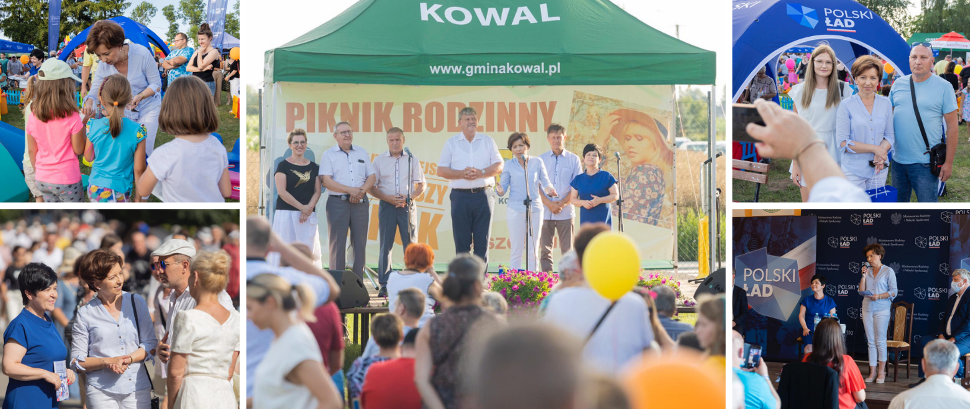 Kolaż zdjęć ze spotkań minister Maląg 