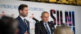 Konferencja prasowa PKOl “50 dni do XXIV Zimowych Igrzysk Olimpijskich w Pekinie”. Na zdjęciu Prezes PKOl Andrzej Kraśnicki i Minister Sportu Kamil Bortniczuk