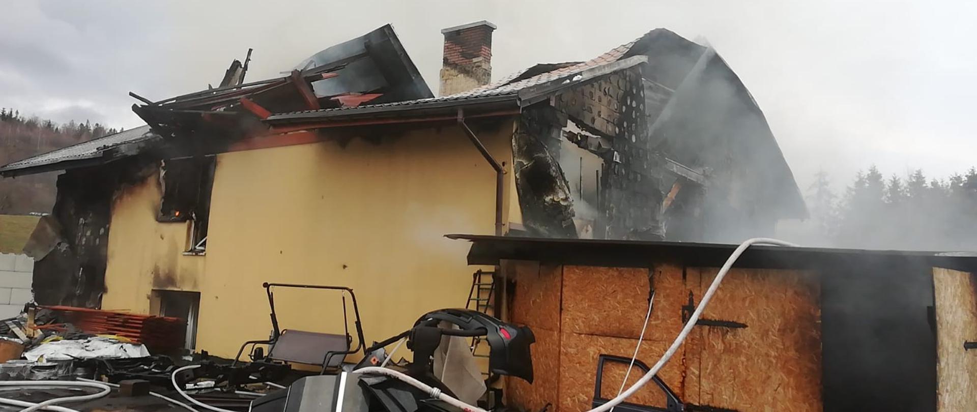 Pożar budynku mieszkalnego z warsztatem w Wiśle