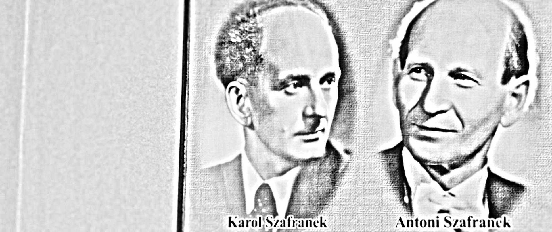 Zdjęcie w odcieniach szarości. Popiersie Karola i Antoniego Szafranków