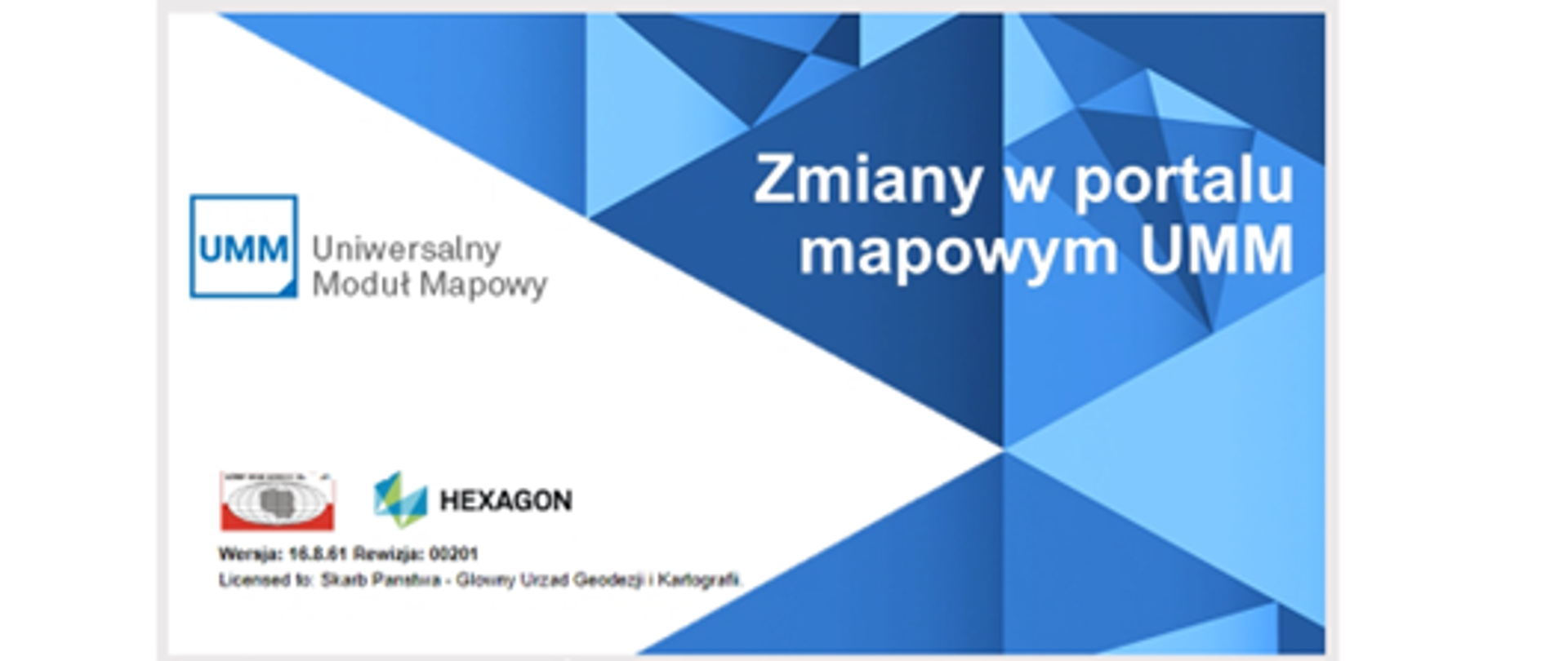 Slajd tytułowy prezentacji "Zmiany w portalu mapowym UMM"
