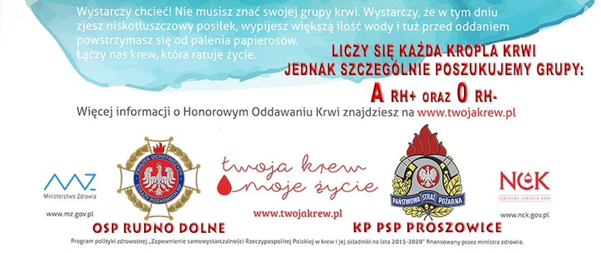 Plakat Zbiórka krwi OSP Rudno Dolne