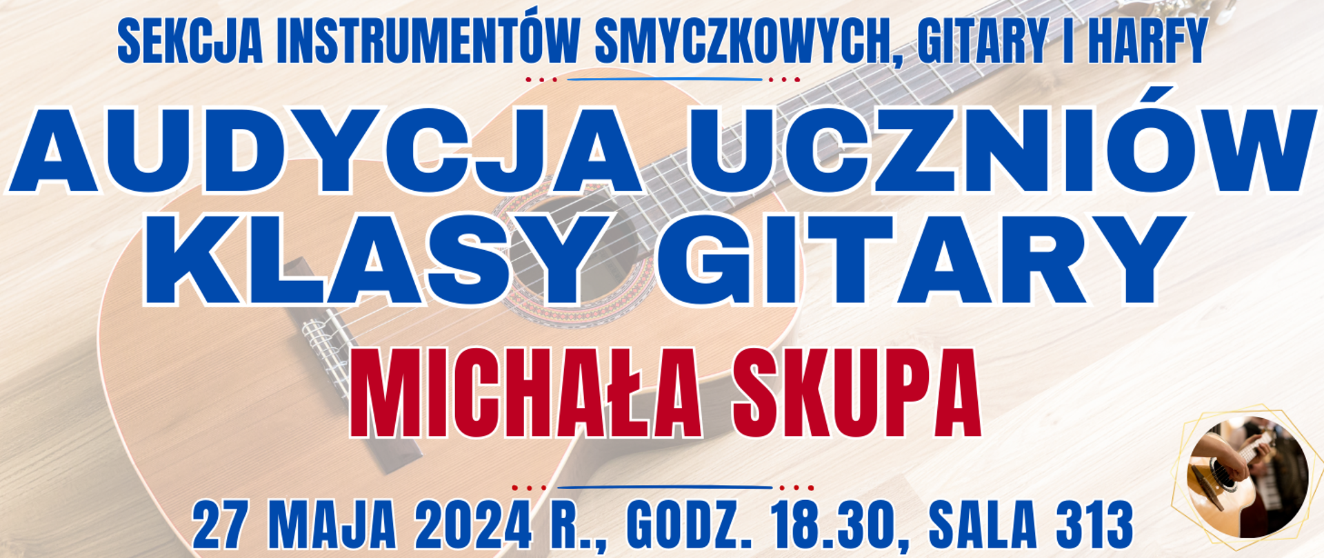 w tle gitara akustyczna oraz informacja o wydarzeniu