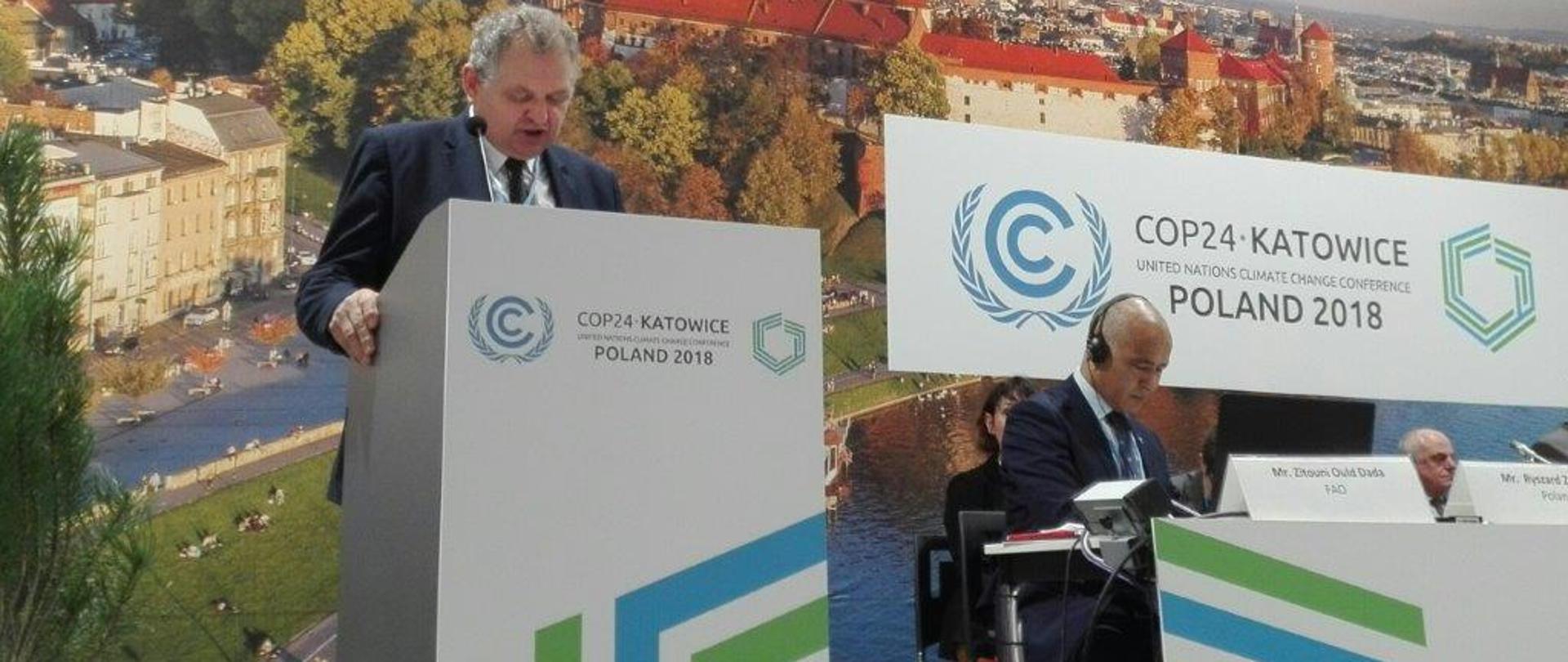 Wiceminieter R. Zarudzki podczas wystapienia na COP24